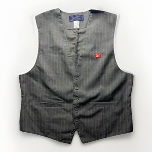 Walgreens Vest Employee Uniform Womens Large Gray Blue Pinstripe Logo Pharmacy